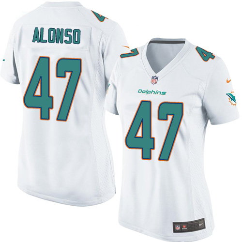 Women's Elite Kiko Alonso Nike Jersey White Road - #47 NFL Miami Dolphins